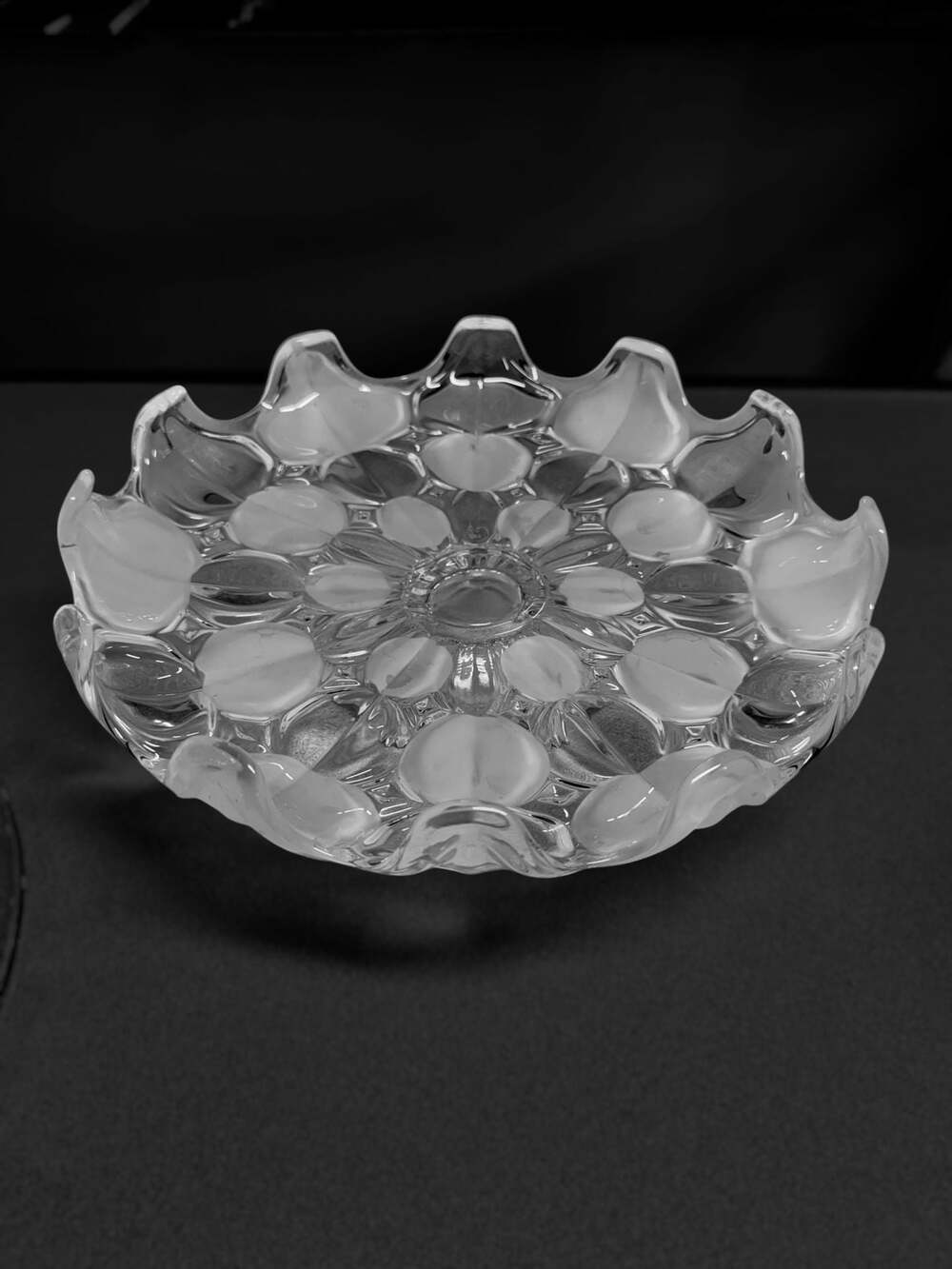 Vintage Bohemia Crystal Clear Industries Moravia Pattern Footed Cake Stand